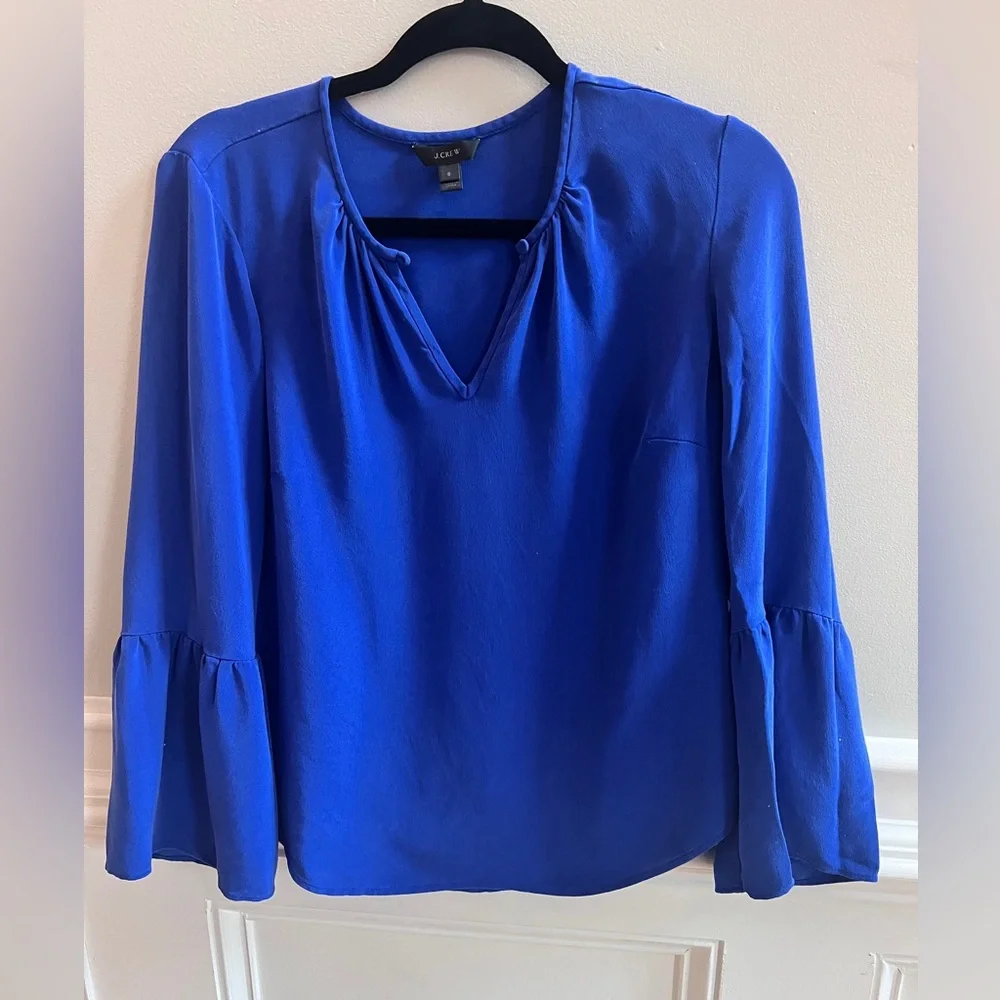 J.Crew 100% Silk Blouse | Royal Blue | Size 8 - Picture 1 of 5